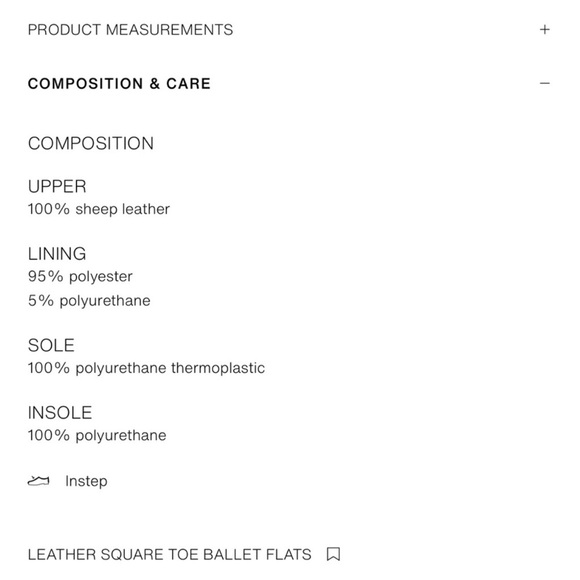 zara leather square toe ballet flats, size 8 - Picture 6 of 8